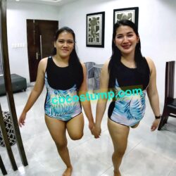 Alyza & Megan hopping in swimsuits 4k