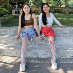 Jia Cassandra & Suzzaine white pantyhose
