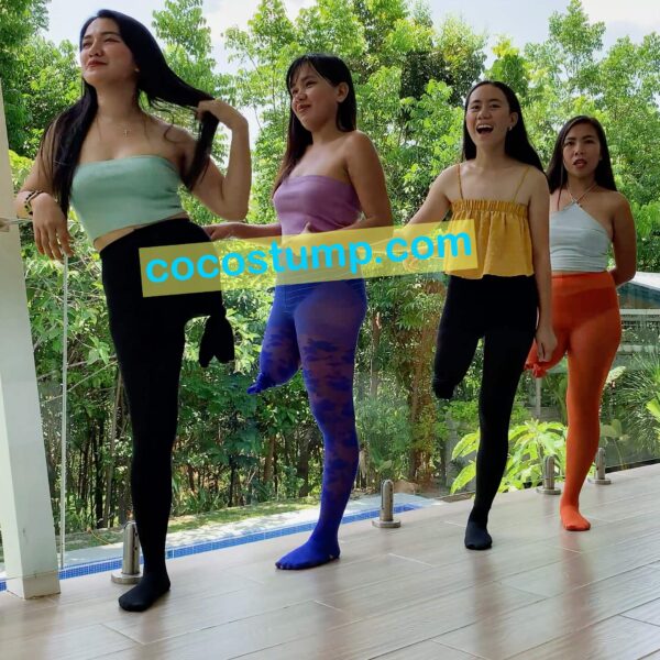 Kisha,Via,Megan,Vanessa wearing pantyhose and hopping 4k