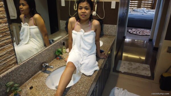 Tiny taking a shower
