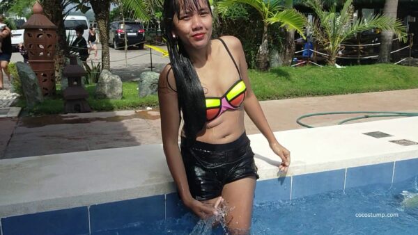 Kisha at the pool