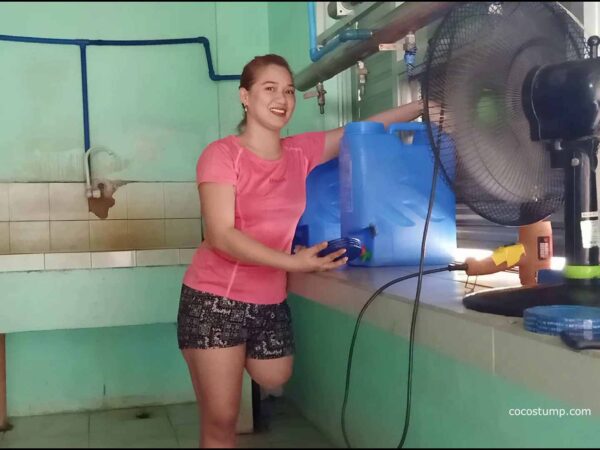 Kiara refilling water
