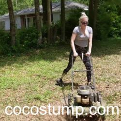 Danielle amputee lawn mowing