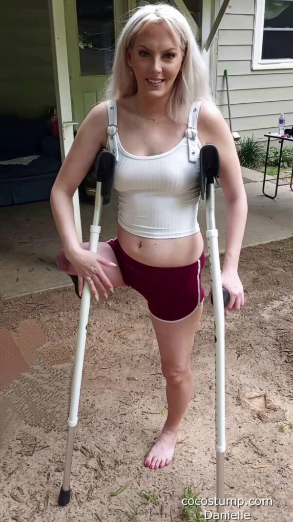 Danielle unpacking new crutches