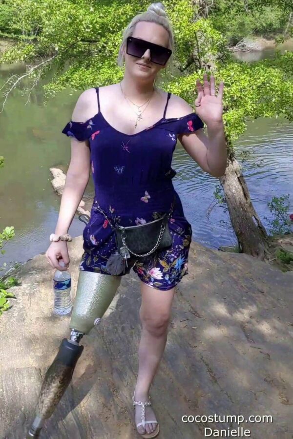 Danielle hiking with prosthesis
