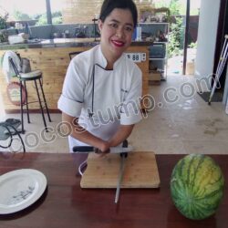 Laura preparing a melon 4k