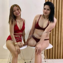 Trixie & Lianne red bikinis 4k