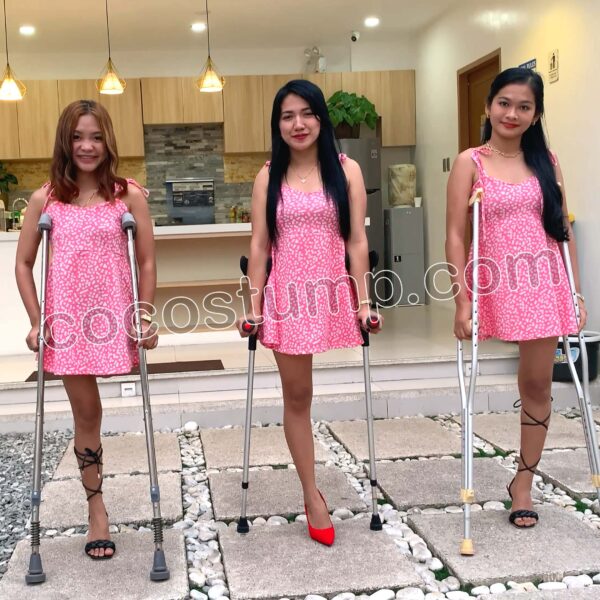 Trio red dress heels crutching 4k
