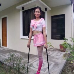 Jia Cassandra pink top skirt pantyhose & heel 4k
