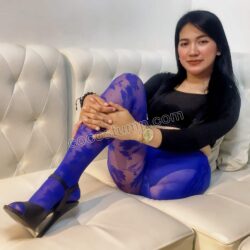 Megan blue pantyhose & heel 4k